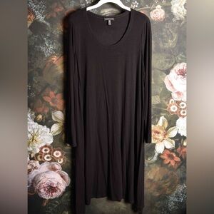 Eileen Fisher black longsleeve dress, scoop neck, size XL